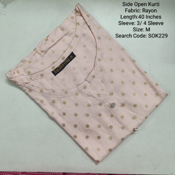 Light Pink  Side Open Kurtis -SOK229