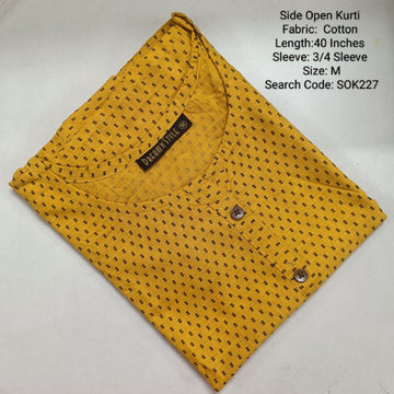Yellow Side Open Kurtis -SOK227