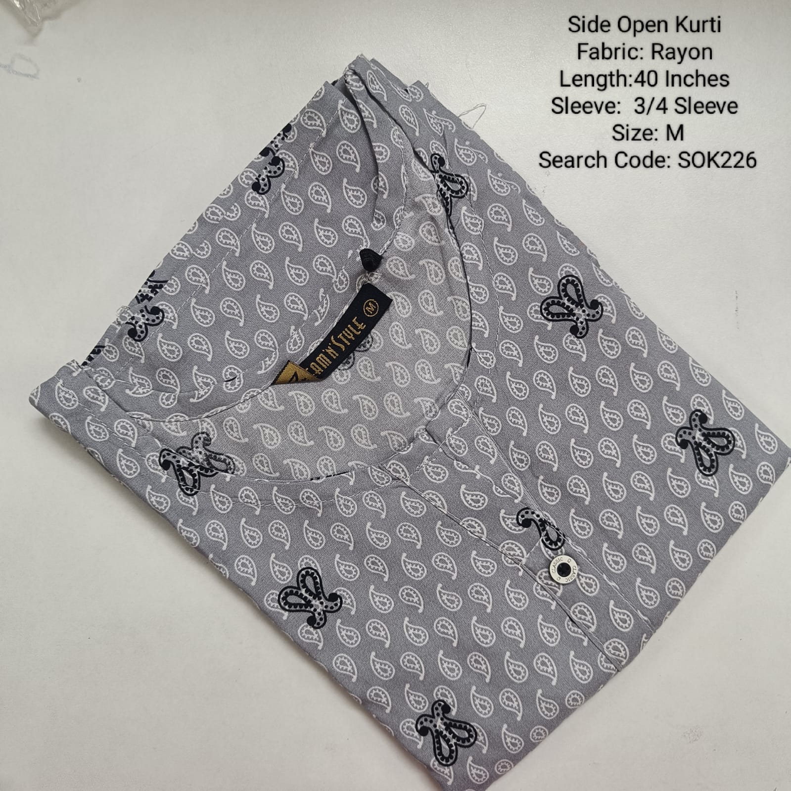 Grey Side Open Kurtis -SOK226