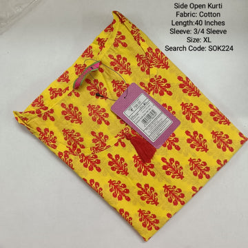 Yellow Side Open Kurtis -SOK224
