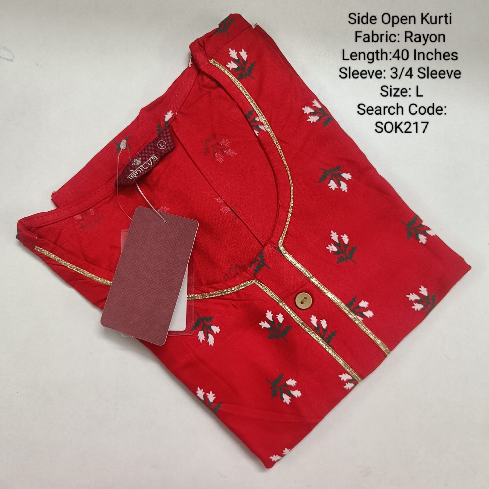 Red Side Open Kurtis -SOK217