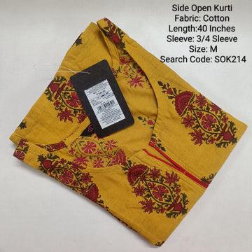 Yellow Side Open Kurtis -SOK214