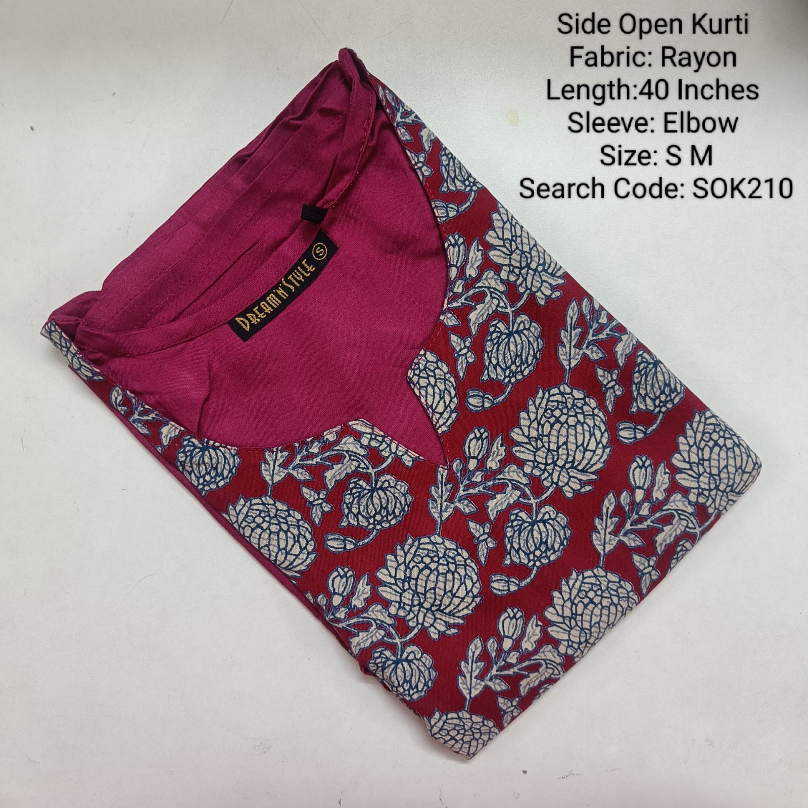 Rani PInk Side Open Kurtis -SOK210
