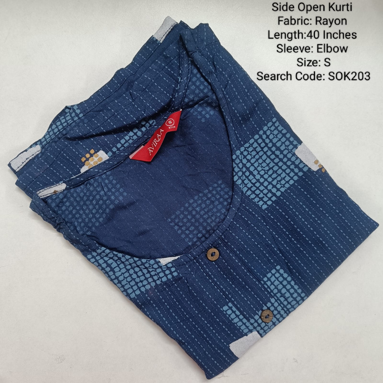 Navy Blue Side Open Kurtis -SOK203