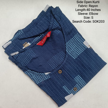 Navy Blue Side Open Kurtis -SOK203