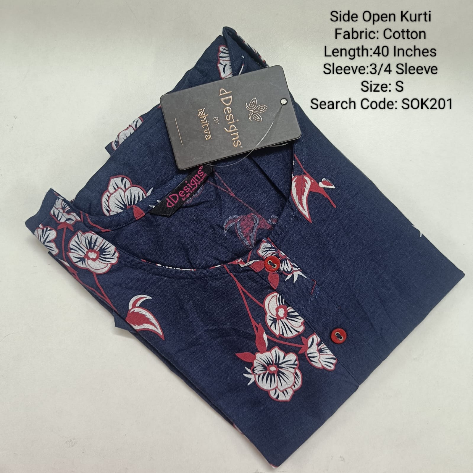 Navy Blue Side Open Kurtis -SOK201