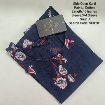 Navy Blue Side Open Kurtis -SOK201