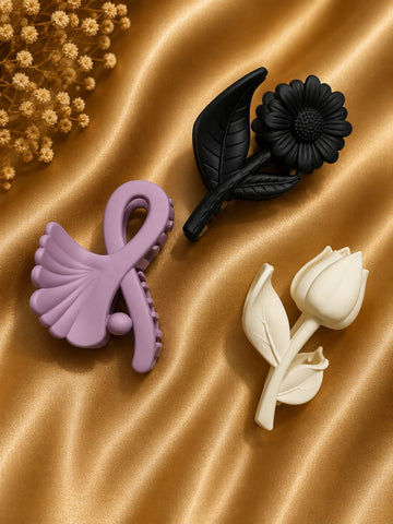 Korean Hair Accessories Combo Trendy Claw Clips -  HAC075