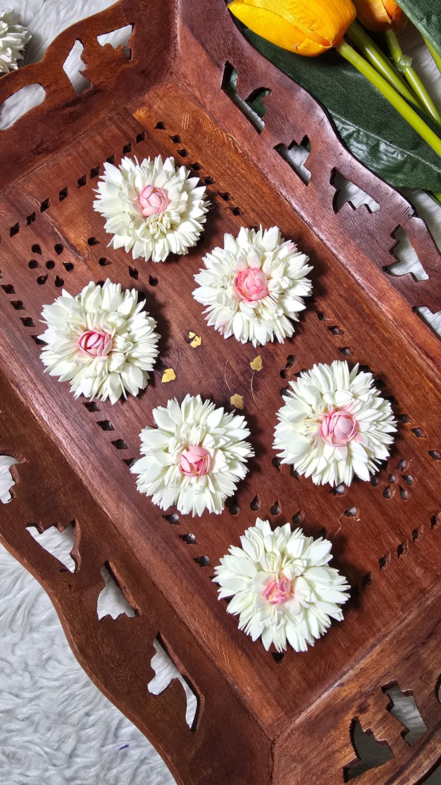 Artificial White Jasmine Bunch Aligator Clip Hair Accessories - 1 Piece