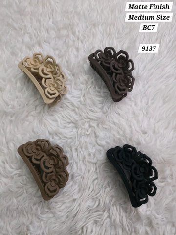 Flower Shaped Matte Finish Medium Size Hair Claw - Korean Fashion - BC7