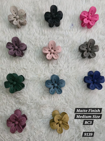 Flower Shaped Matte Finish Medium Size Hair Claw - Korean Fashion - BC3