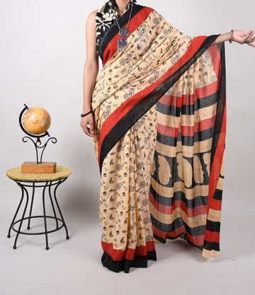 White Jaipur Cotton 80's Count Saree -JCS003