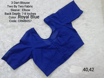 Royal blue Two by Two Cotton 3 Dart Round Neck Blouse -CRMB057