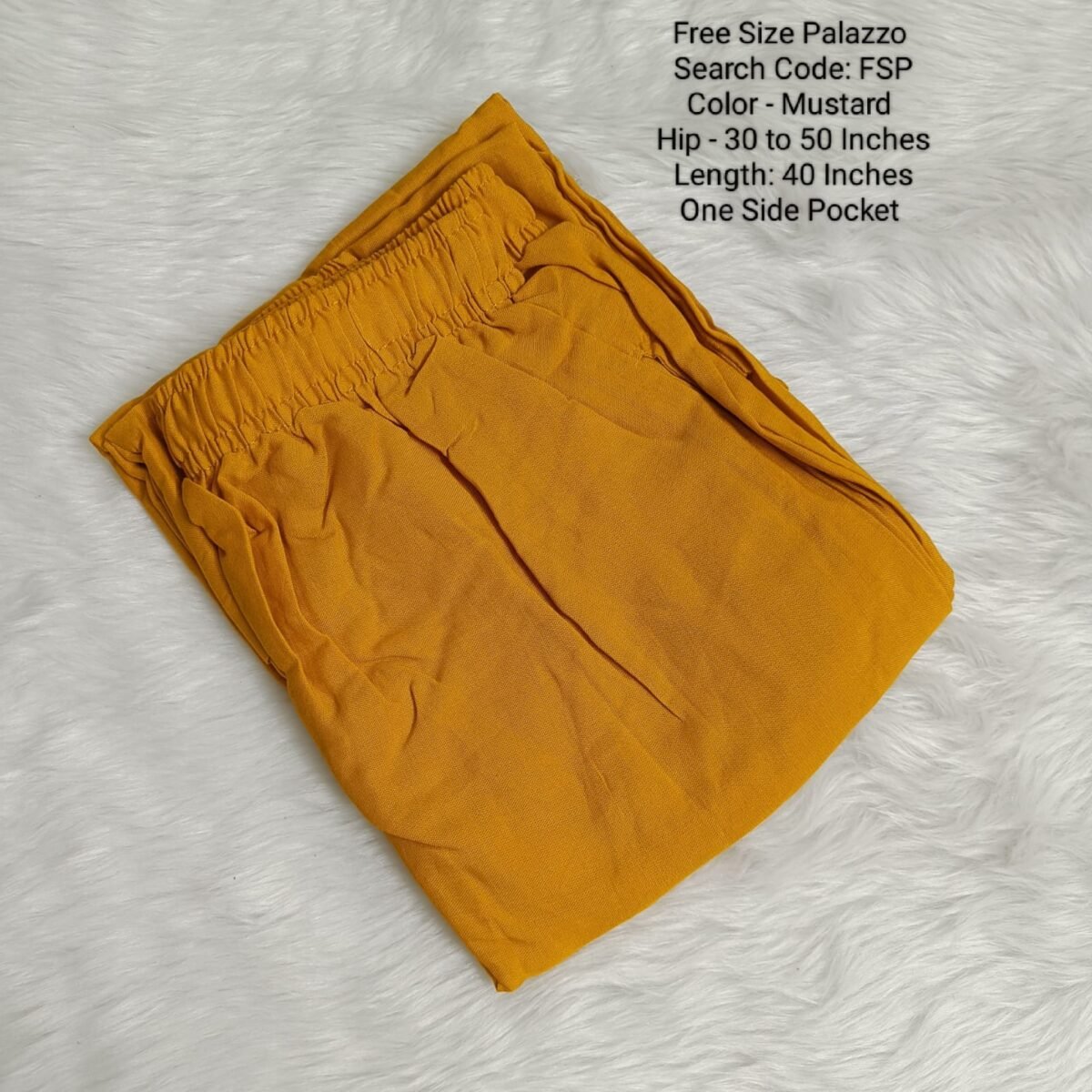 WhatsApp Image 2024-06-13 at 5.29.49 PM Plain Palazzo - Rayon - Free Size Palazzo - FSP-Mustard