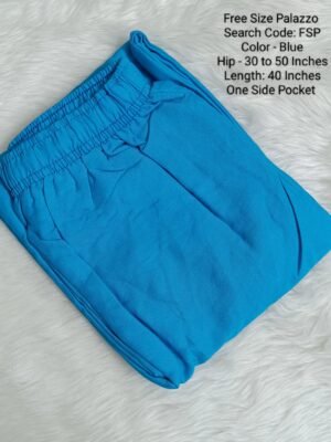 Plain Palazzo - Rayon - Free Size -FSP-Blue
