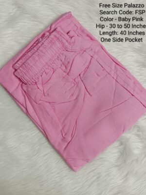 Plain Palazzo - Rayon - Free Size Palazzo - FSP-Baby Pink