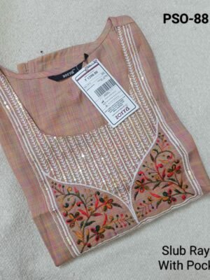 Embroidery Plus Size Side Open Kurtis with Pocket - PSO88