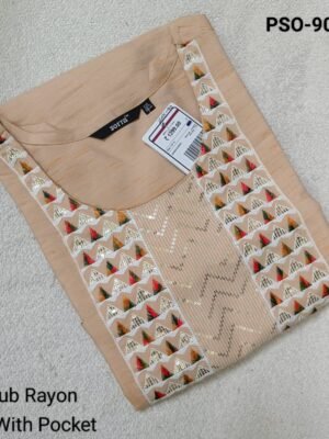 Embroidery Plus Size Side Open Kurtis with Pocket - PSO90