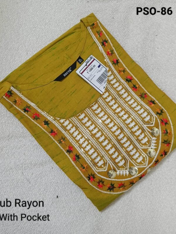 Embroidery Plus Size Side Open Kurtis with Pocket - PSO86