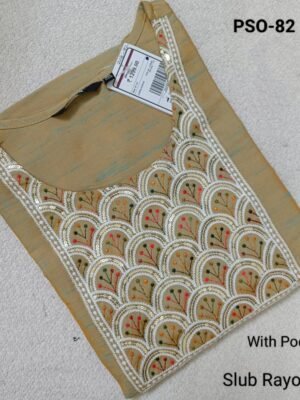 Embroidery Plus Size Side Open Kurtis with Pocket - PSO82