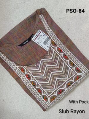 Embroidery Plus Size Side Open Kurtis with Pocket - PSO84