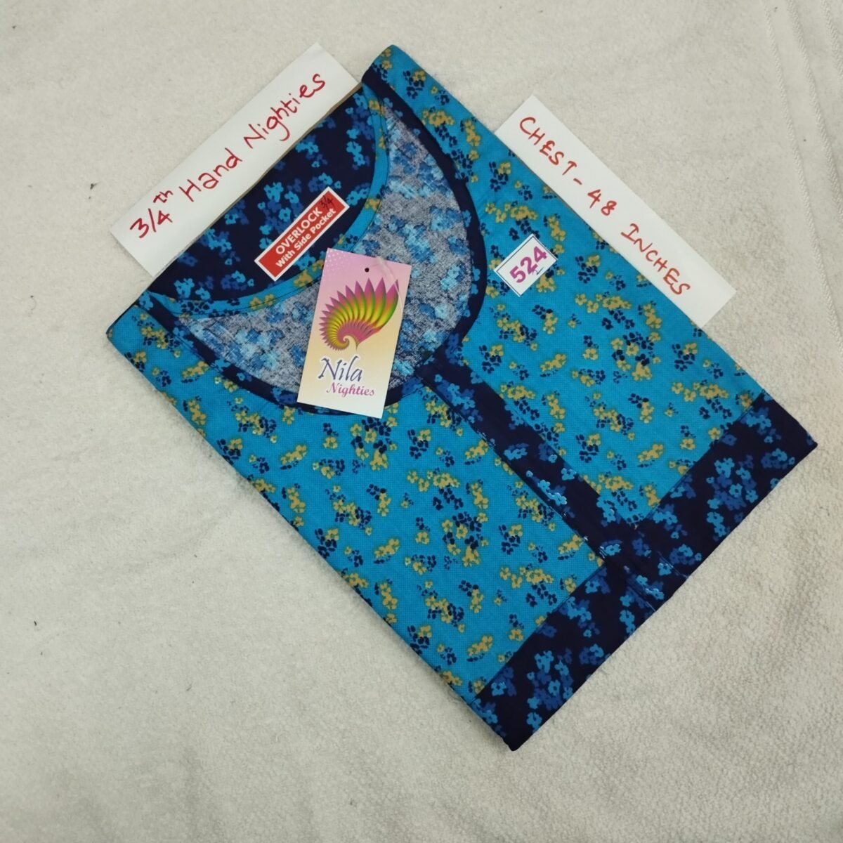 3/4th Sleeve Nighties - Nila Nighties -  NLSN524