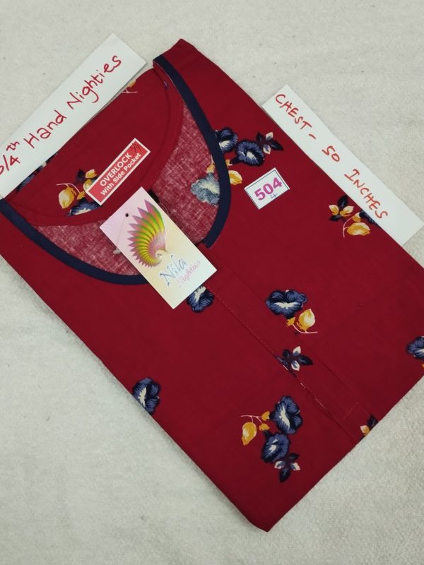 3/4th Sleeve Nighties - Nila Nighties - NLSN504