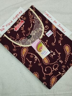 3/4th Sleeve Nighties / Night Wear - Nila Nighties -  NLSN512