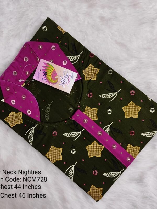 Collar Neck Nighties - NCM728 - Nila Nighties