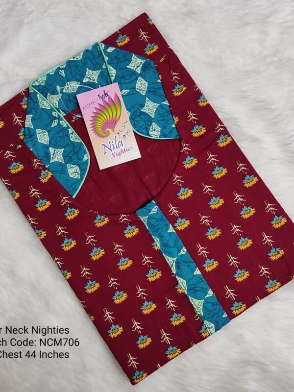 Collar Neck Nighties - NCM706 -  Nila Nighties - XL Size