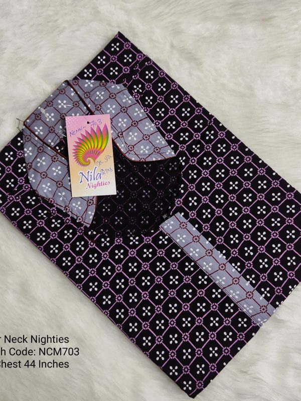 Collar Neck Nighties - NCM703 - Nila Nighties - XL Size