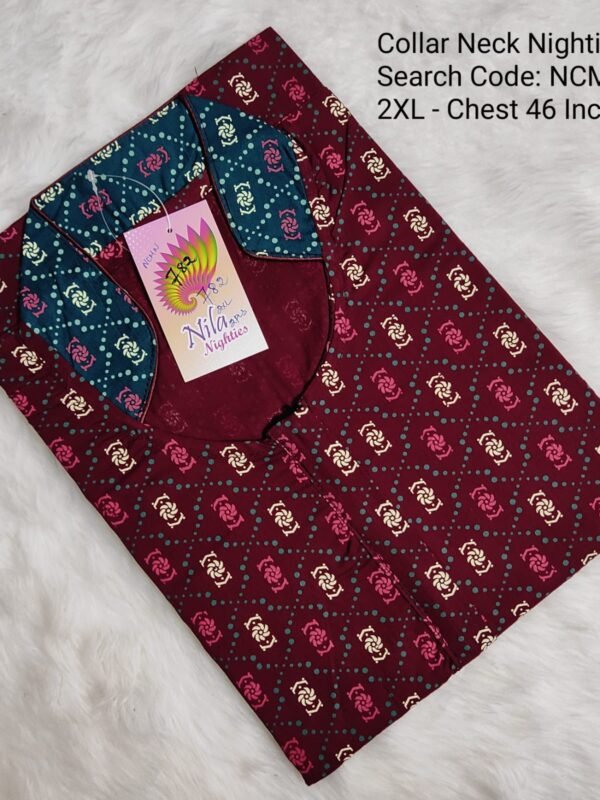 Collar Neck Nighties - NCM782 - Nila Nighties - 2XL Size