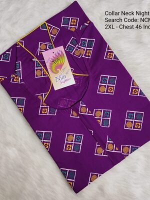 Collar Neck Nighties - NCM754 -  Nila Nighties - 2XL Size