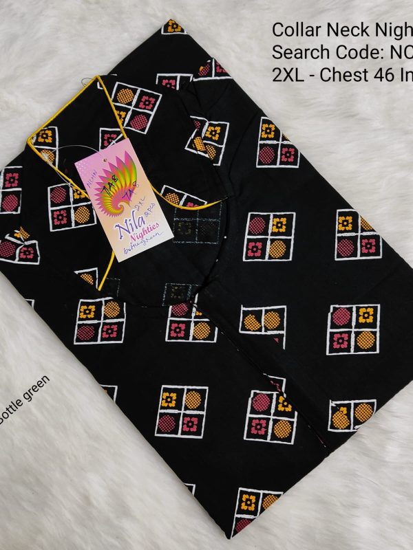 Collar Neck Nighties - NCM748 - Nila Nighties - 2XL Size