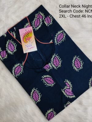 Collar Neck Nighties - NCM785 -  Nila Nighties - 2XL Size