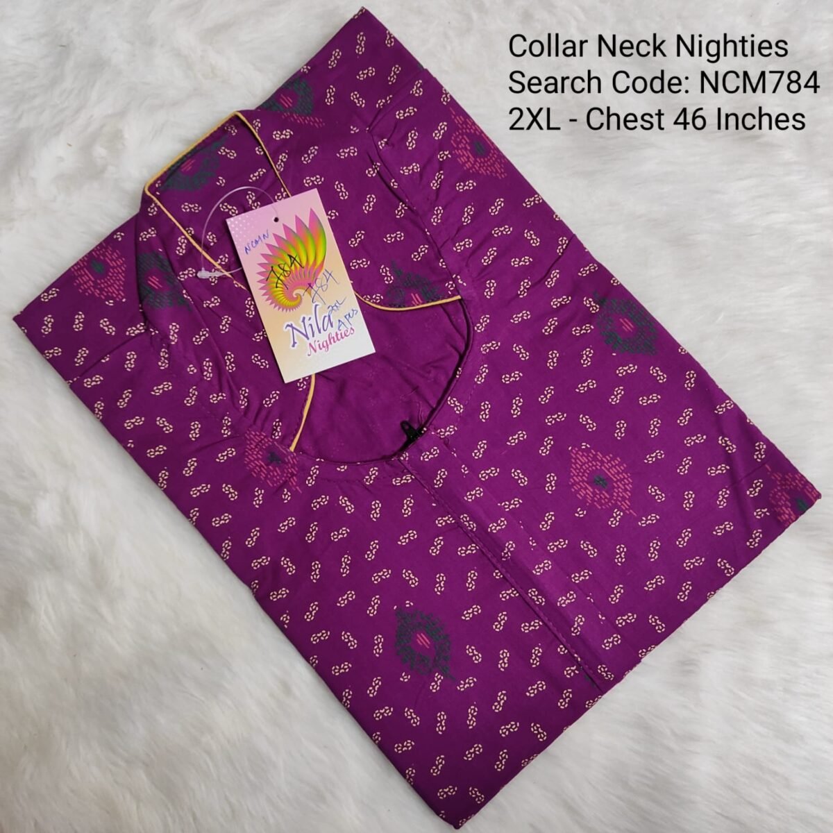 WhatsApp Image 2024-09-05 at 4.21.13 PM(2) Collar Neck Nighties - NCM784 - Nila Nighties - 2XL Size