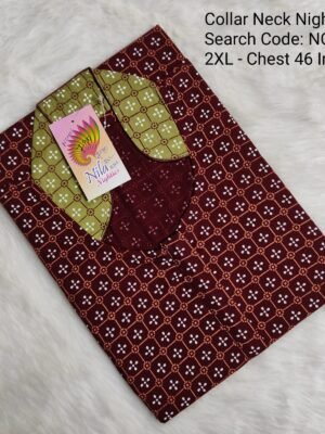 Collar Neck Nighties - NCM790 -  Nila Nighties - 2XL Size