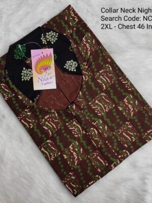 Collar Neck Nighties - NCM788 -  Nila Nighties - 2XL Size