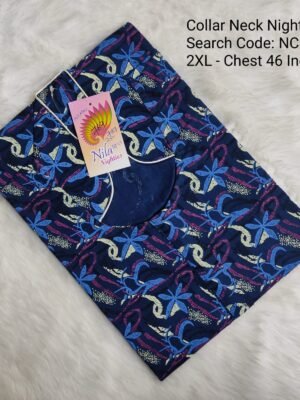 Collar Neck Nighties - NCM787 -  Nila Nighties - 2XL Size