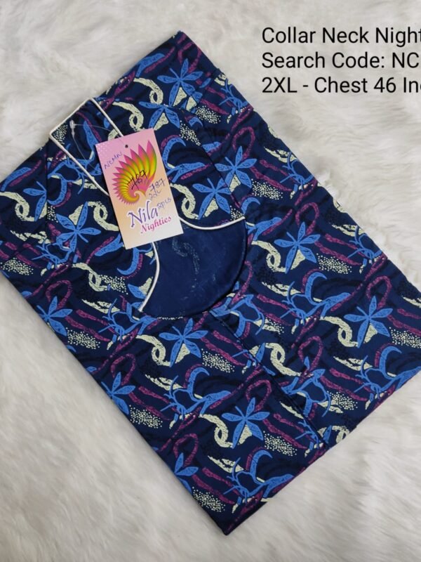 Collar Neck Nighties - NCM787 - Nila Nighties - 2XL Size