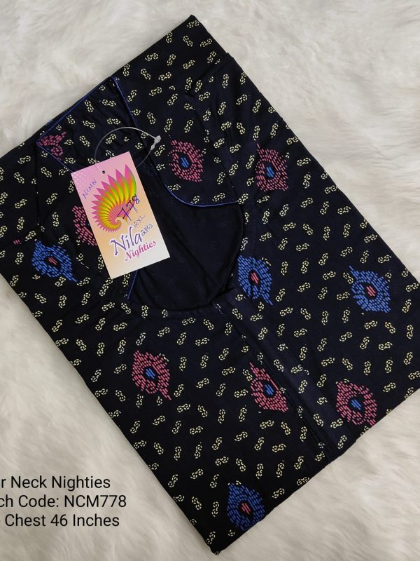 Collar Neck Nighties - NCM778 - Nila Nighties - 2XL Size