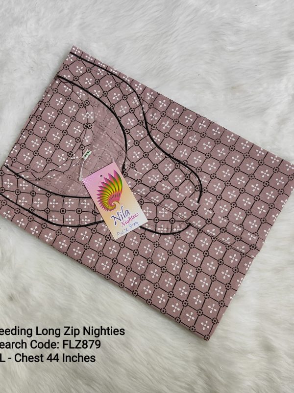 Feeding Long Zip Nighties - FLZ879- Nila Nighties