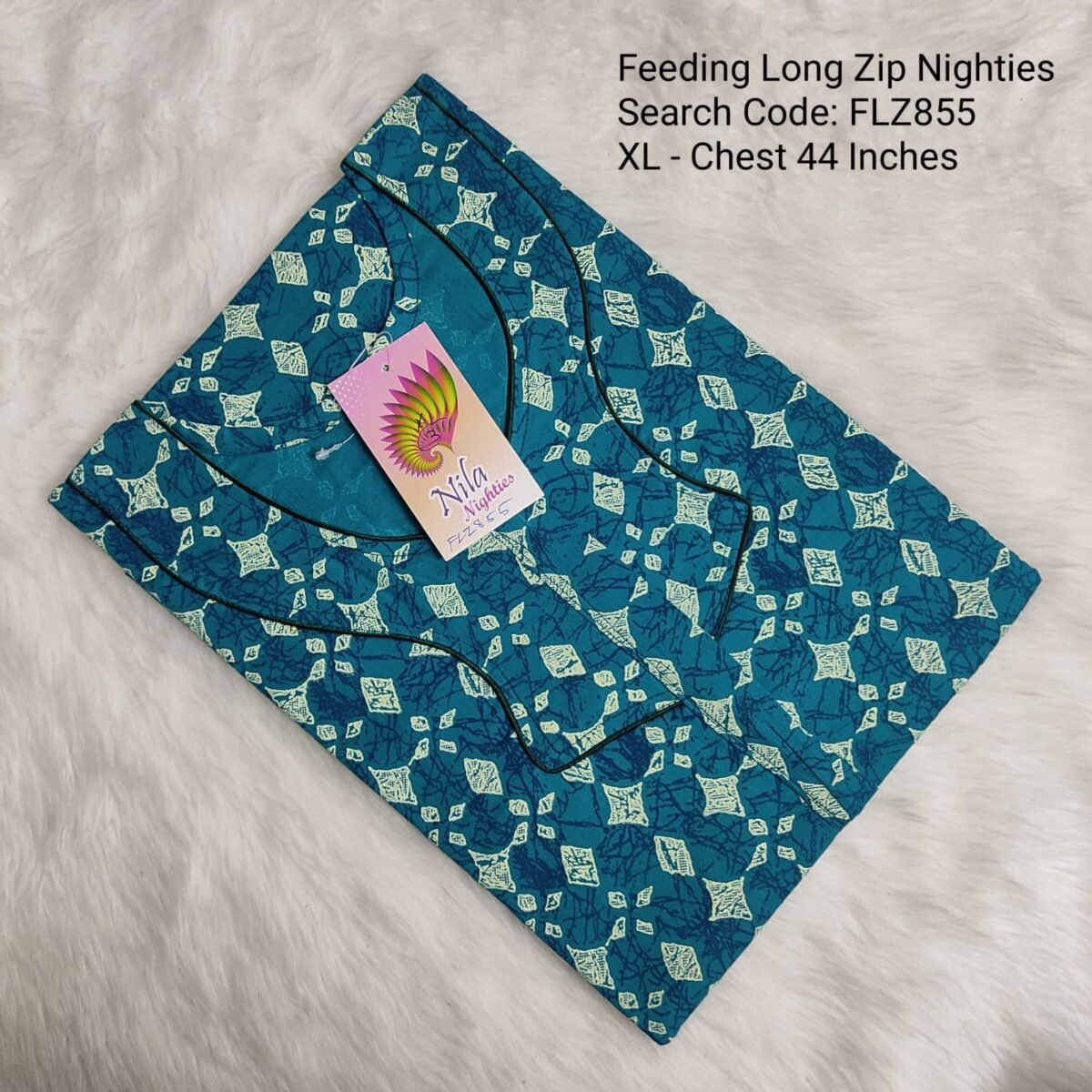 Feeding Long Zip Nighties - FLZ855- Nila Nighties