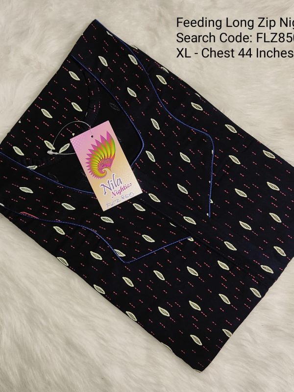 Feeding Long Zip Nighties - FLZ850- Nila Nighties
