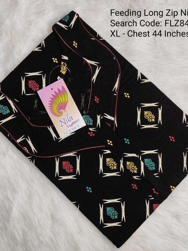 Feeding Long Zip Nighties - FLZ849- Nila Nighties