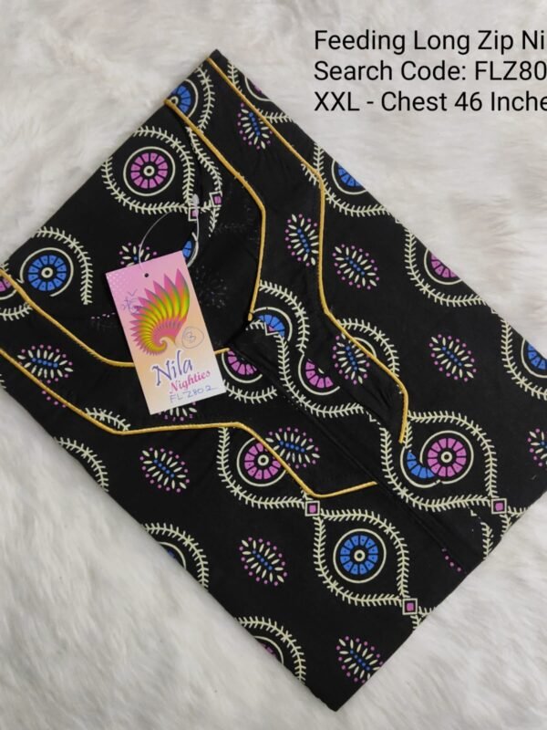 Feeding Long Zip Nighties - FLZ802- Nila Nighties 2XL Size
