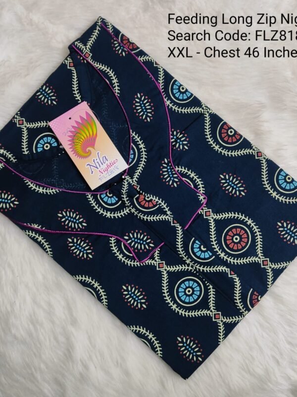 Feeding Long Zip Nighties - FLZ818- Nila Nighties 2XL Size