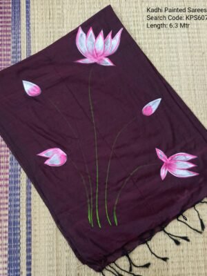 Khadhi Cotton Hand Painted Sarees - KPS607