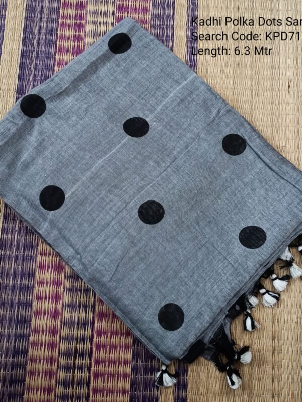 Premium Khadhi Cotton Sarees Polka Dots - KPD711