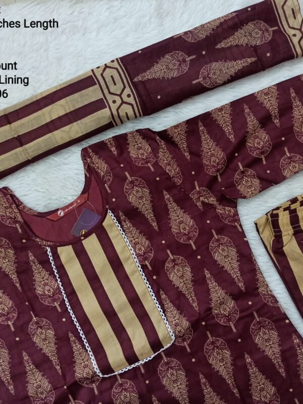 Jaipur Cotton - Full Set (Top, Bottom and Dupatta) - With Lining - JCFS106
